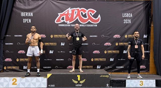 Podium de l’Open Iberian ADCC à Lisbonne avec les athlètes du club